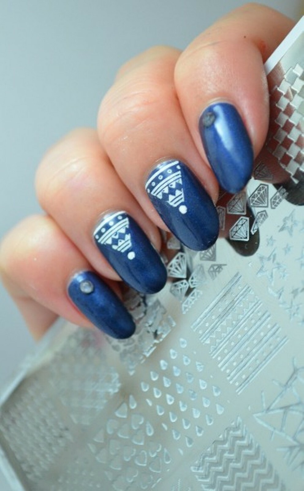 Diamond Heart Grids Image Rectangle Nail Art Template BP-L013