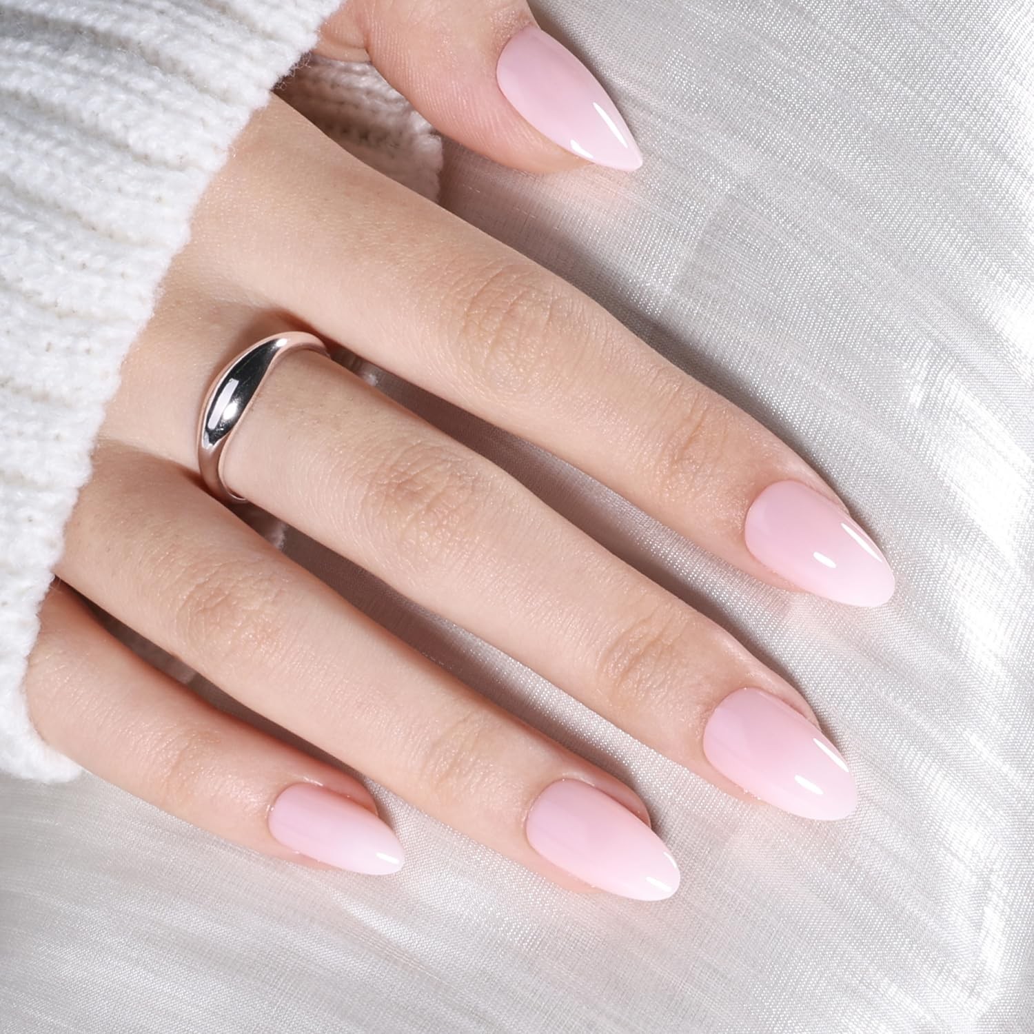 WiniBeauty Pink Ombre Almond Press On Nails