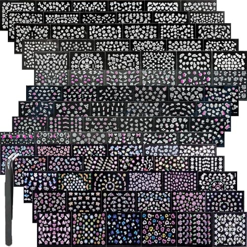 5000Pcs Flower Nail Stickers 3D Self Adhesive Pink Daisy Self Colourful Flower