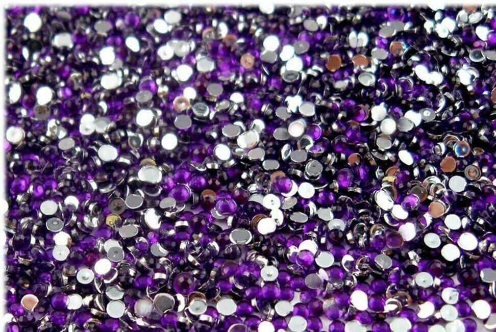 LOT 2,500 TINY RHINESTONES ROUND 1.5mm PURPLE AMETHYST VIOLET CRYSTALS NAIL ART