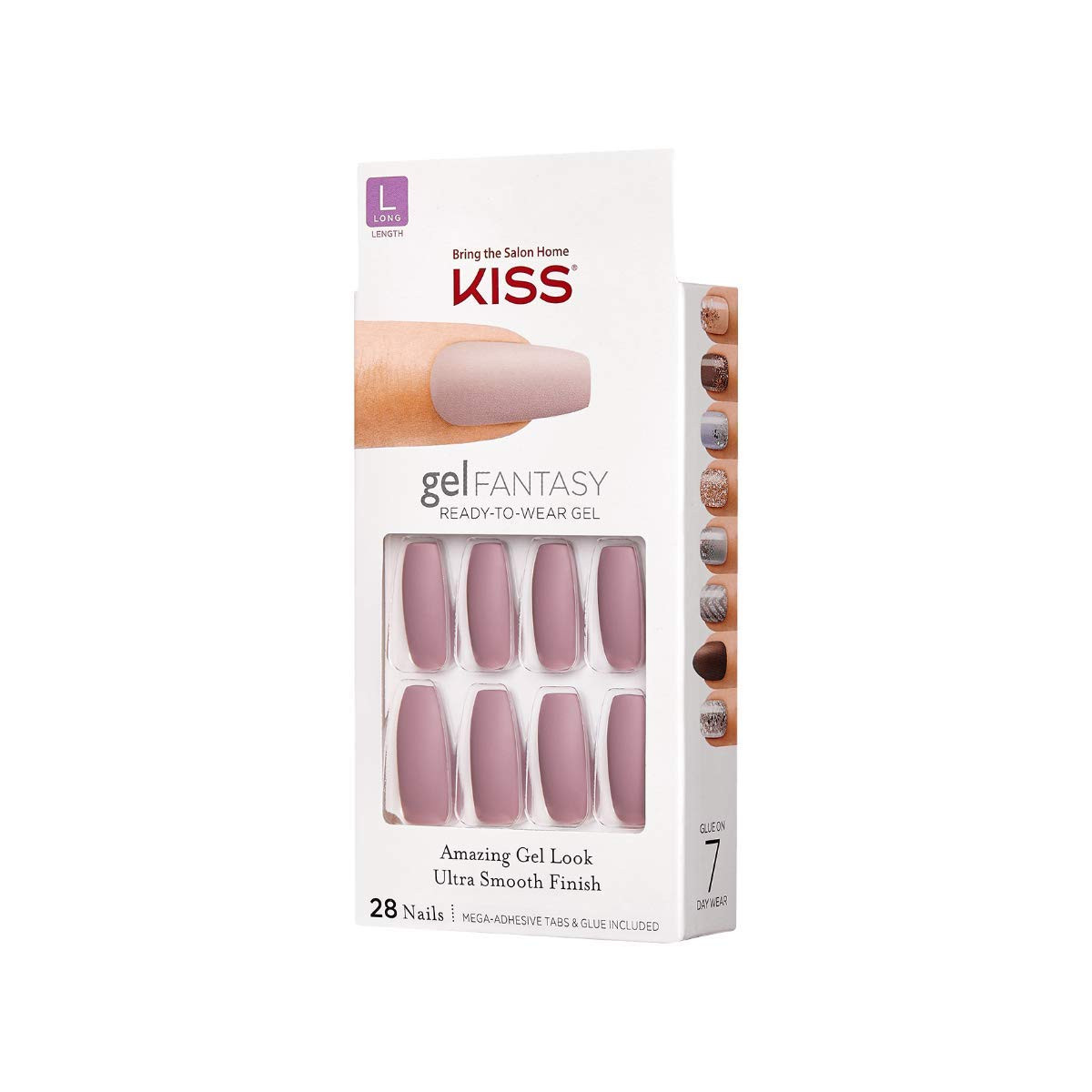 Gel Fantasy Ready-To-Wear Press-On Gel Nails, “Stick Together”, Long, Dark Pink,