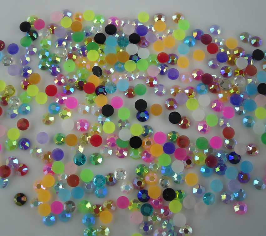 SS12 faceted jelly AB resin crystal 3mm round flatback nail art rhinestones glue