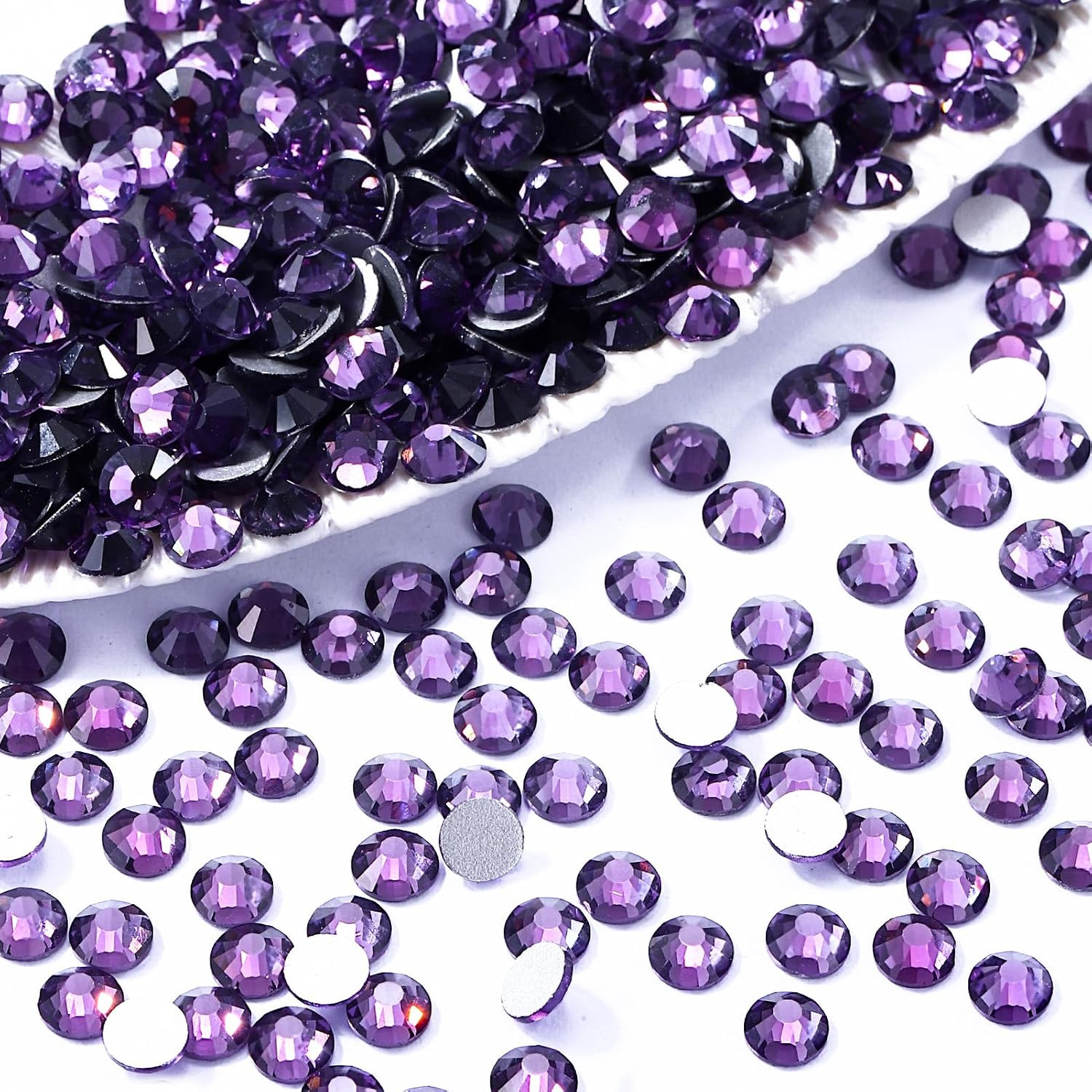 Tanzanite Flatback Rhinestones, Glass Rhinestones for Nail Art and Craft, Glue F