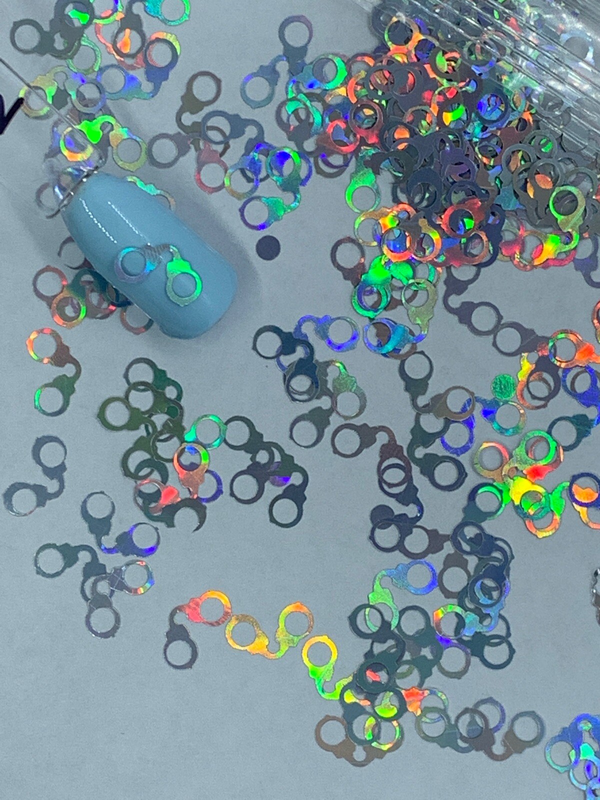 Holographic Handcuffs Nail Glitter 10mm| 1 TSP | Gel Nail Art & Acrylic