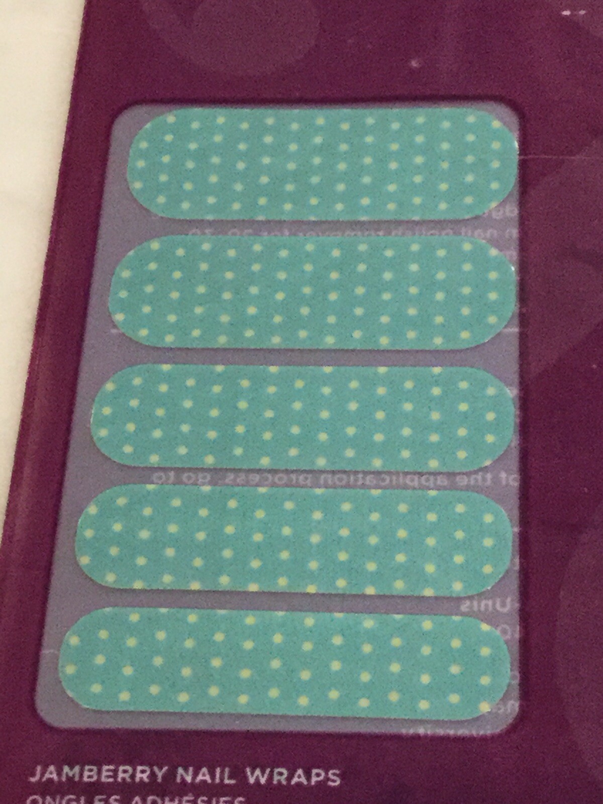 JAMBERRY Nail Wraps. Teal Mini Polka. #A527. FULL SHEET. RETIRED. NEW.