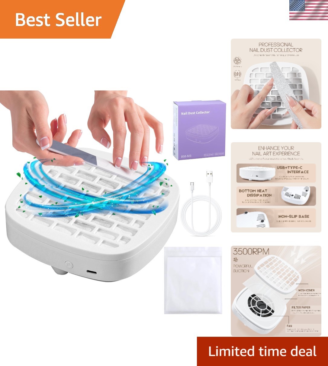 Efficient Nail Dust Collector – Low Noise & Powerful Suction for Professionals