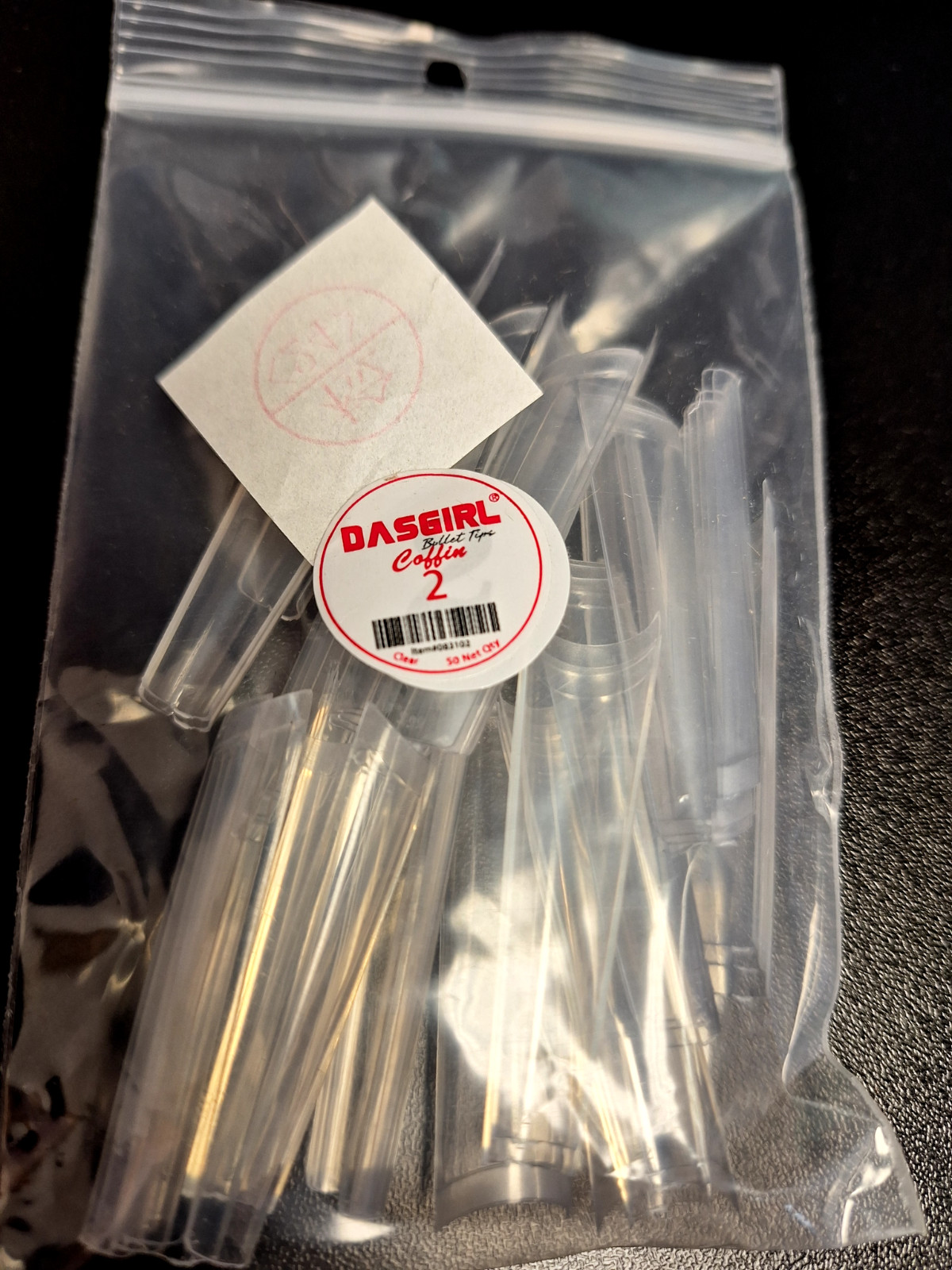 DASGIRL COFFIN 2 Nail Tips X-Long, 2350 Pcs, Natural or Clear