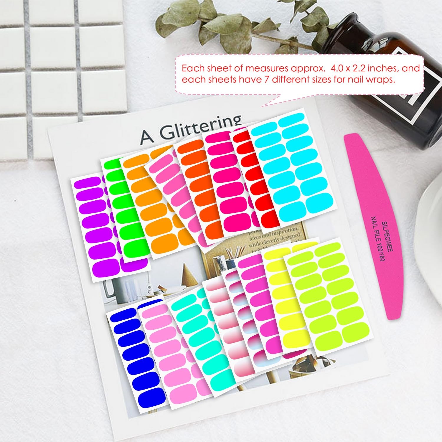 16 Sheets Fluorescence Nail Wraps for Women Self Adhesive Fluorescence Color