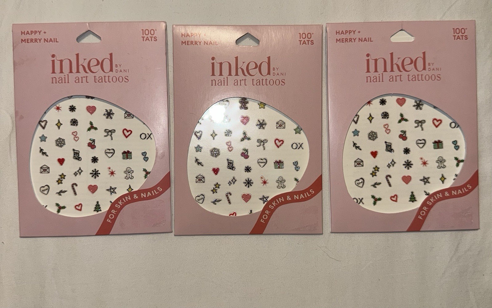 Inked By Dani 3 Packs Of Nail Art Tattoos 100+ Tats (2 Sheets Per Pack) New