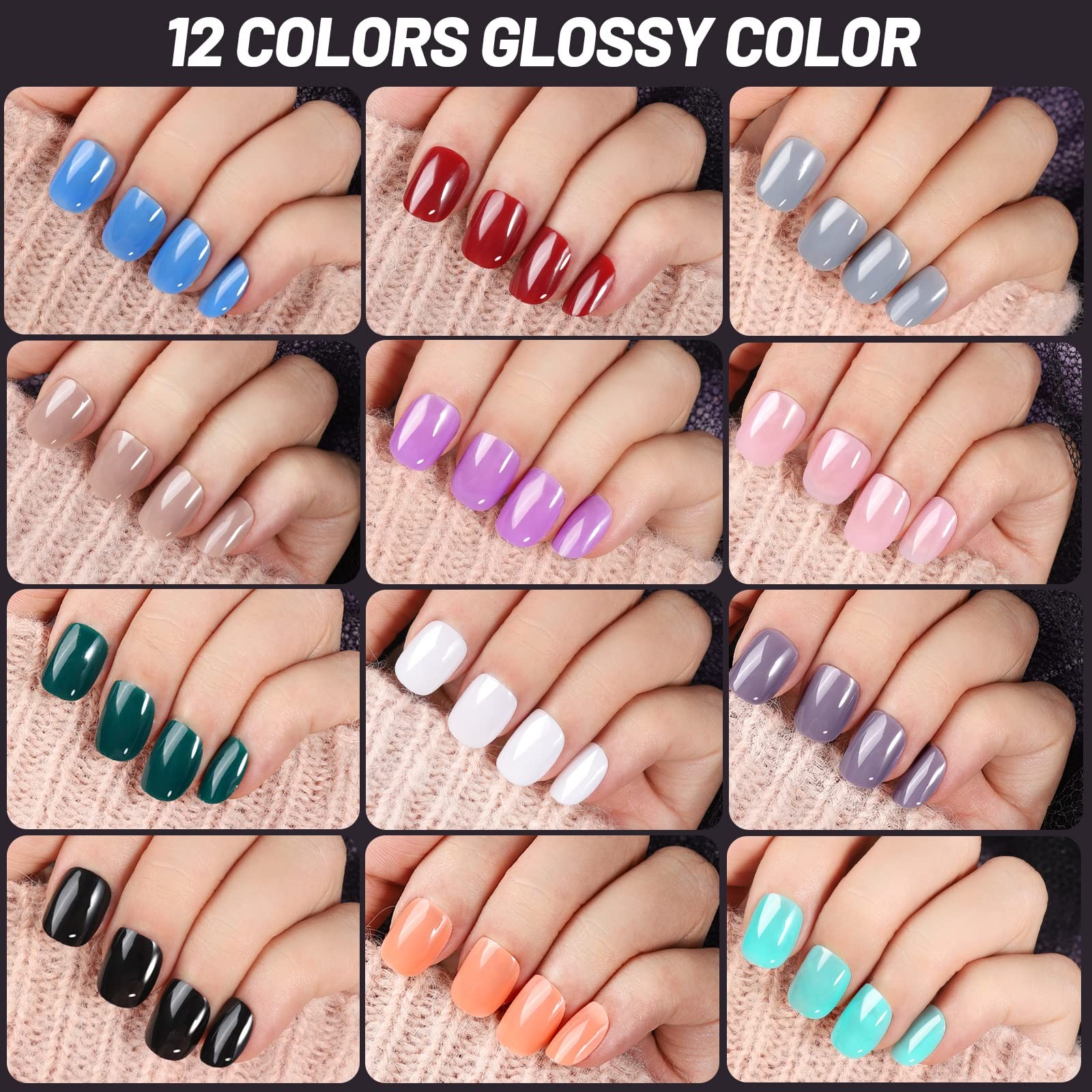 Short Press On Nails 24Pack 576Pcs Round Matte Glossy Fake With Glue