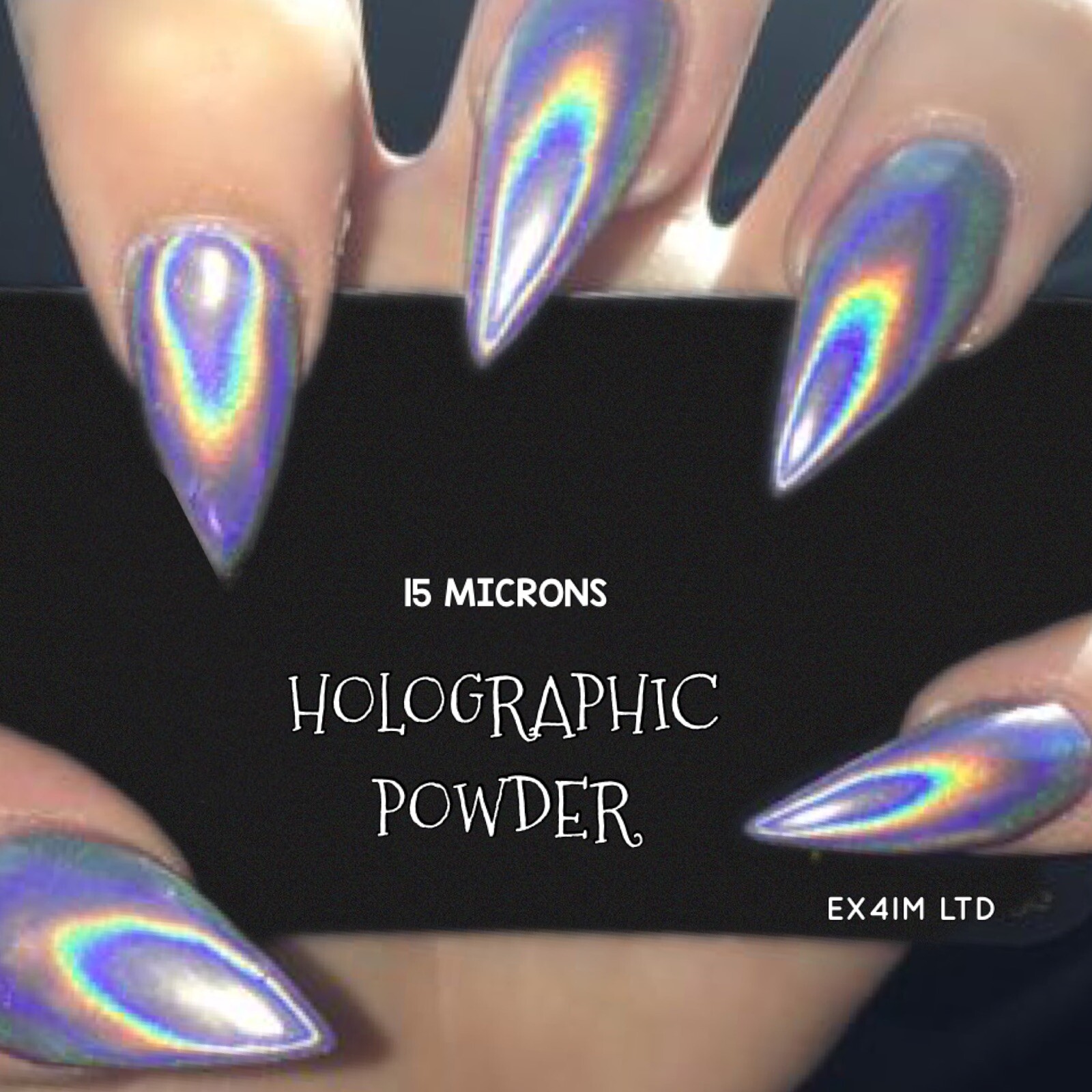 Unicorn Holographic Nail Powder Ultra Fine Chrome Rainbow Effect Pigment 15um UK