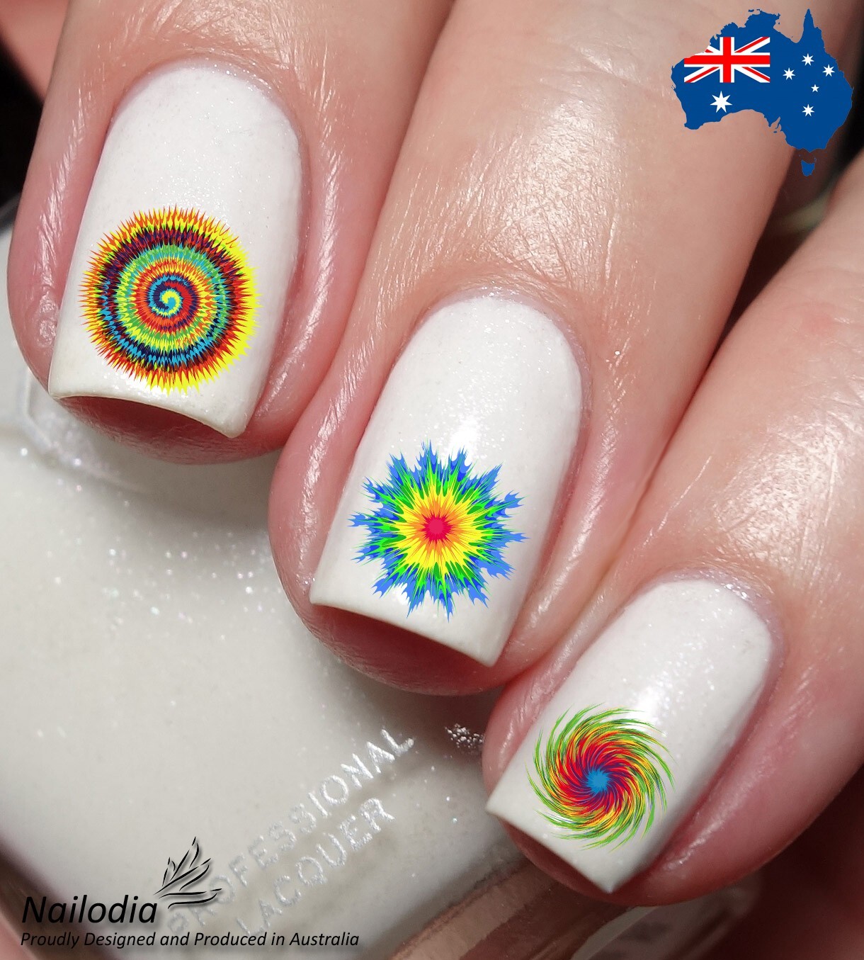 Rainbow Tie Dye Galaxy Nail Art Decal Sticker