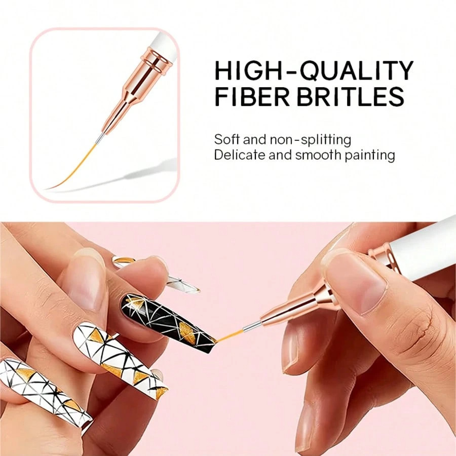 5pcs Nail Art Painting Brush Set French Nail Lining Brush with UV Gel for Women