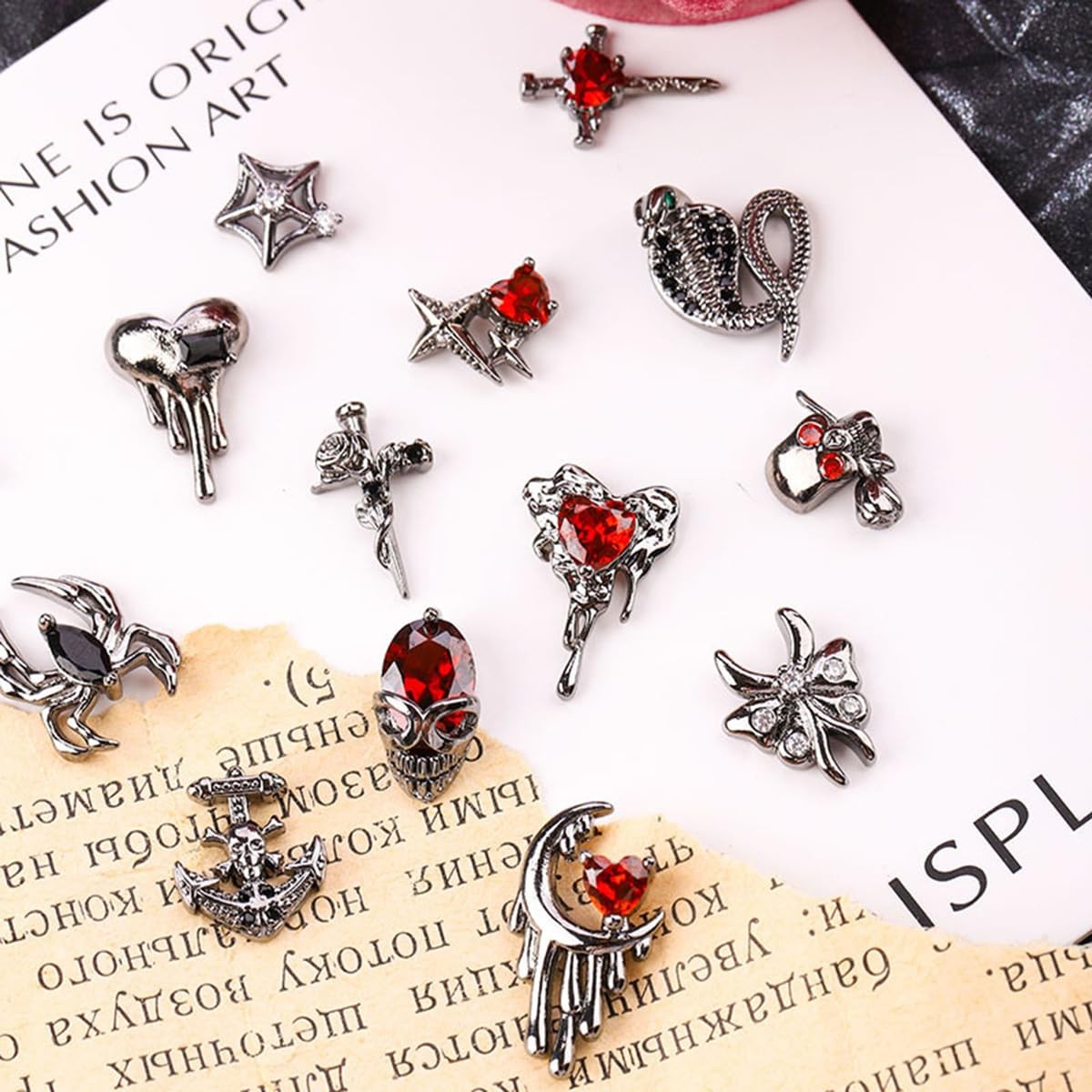 Halloween Nail Charms 22PCS 3D Alloy Spider Skull Halloween Nail Art Charms V…