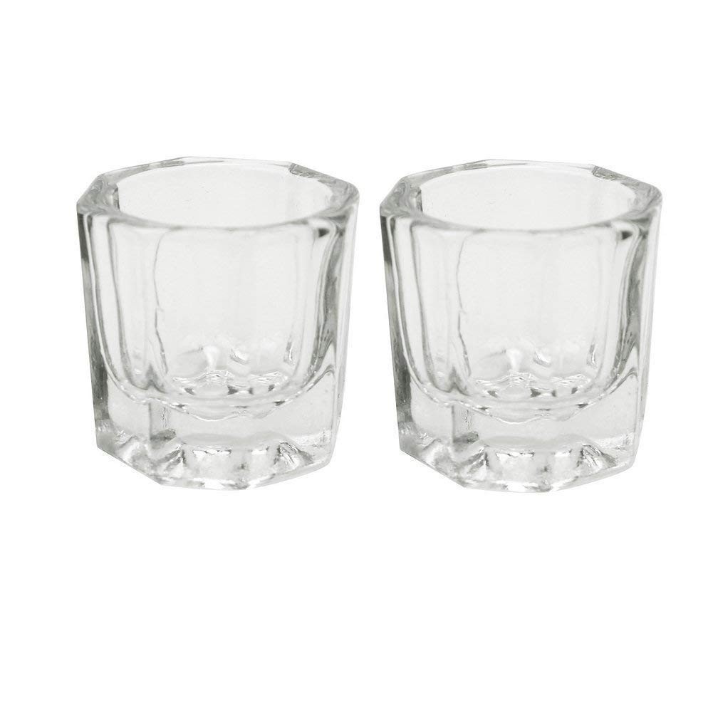 2 Nail Art Acrylic Liquid Powder Dappen Dish Glass Crystal Cup Glassware Tools