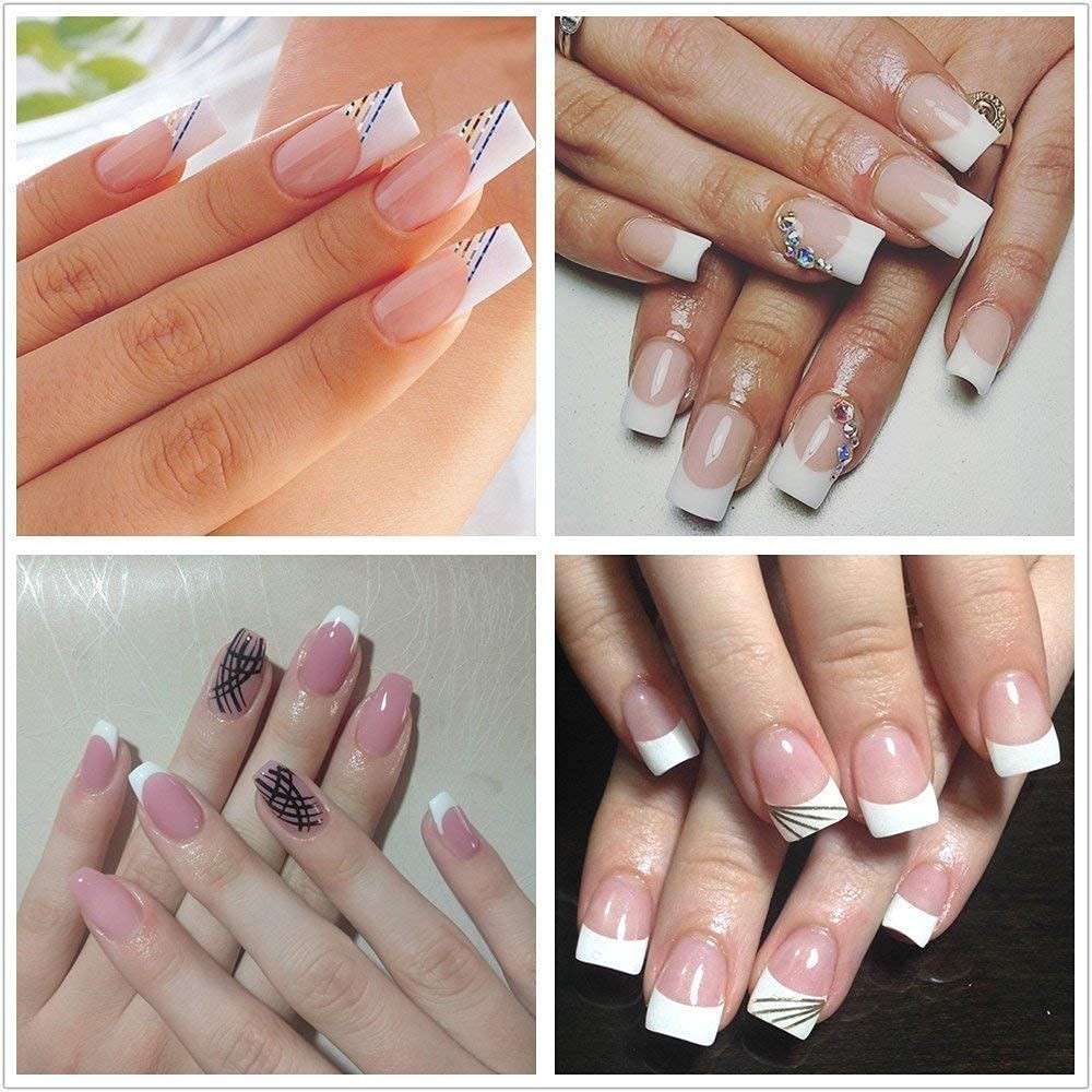 1000pcs Clear and Natural Acrylic Nail Tips,10 Size French Nail Tips For Acry…