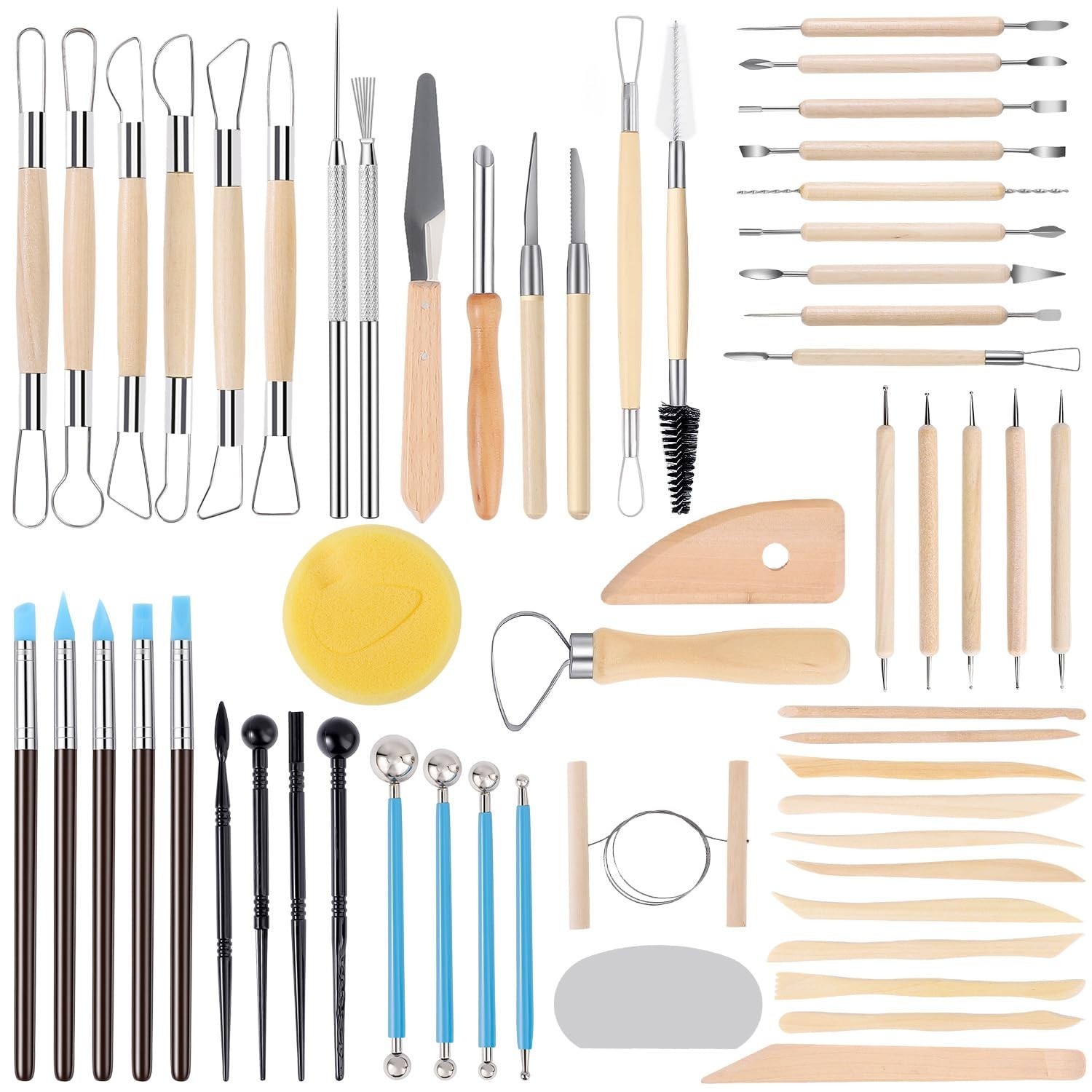 Tovotum 57PCS Pottery Sculpting Tools Ceramic Clay Carving Tools Set for Begi…