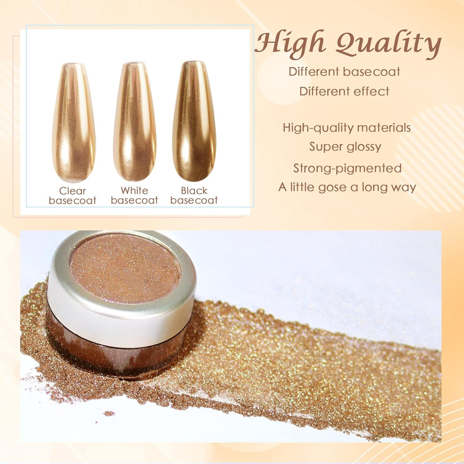 Chrome Nail Powder Mirror Effect Metallic Dust Holographic Glitter Glazed Manicu