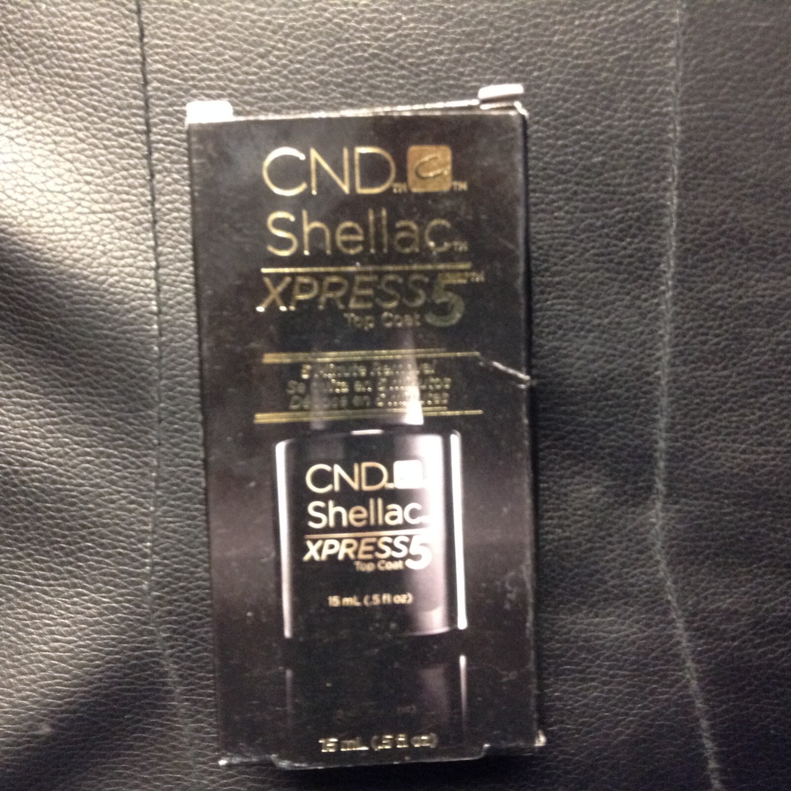 new CND Shellac Gel Polish Xpress5 Top Coat 0.5oz/15ml / bad shape box