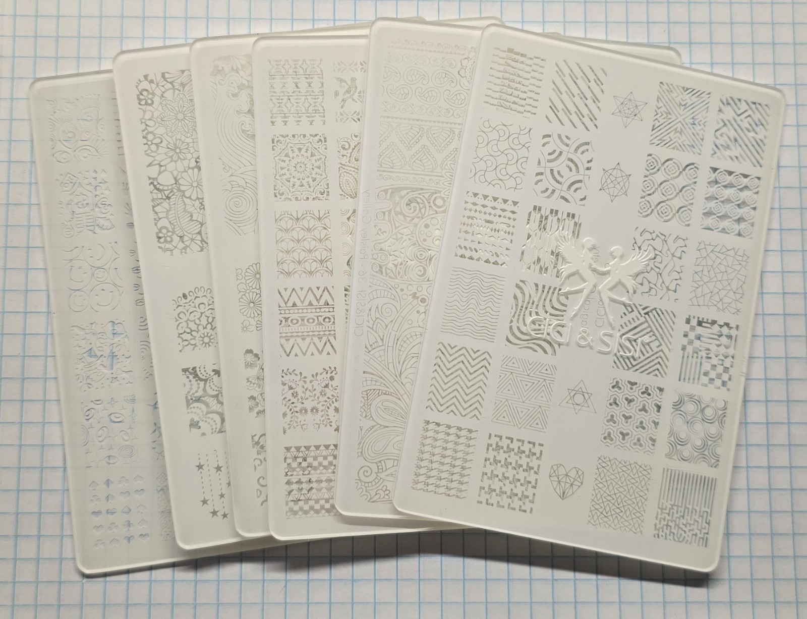 VINTAGE Cici & Sisi Nail Art Stamp Acrylic Plastic Plate Set Kit In Case HTF
