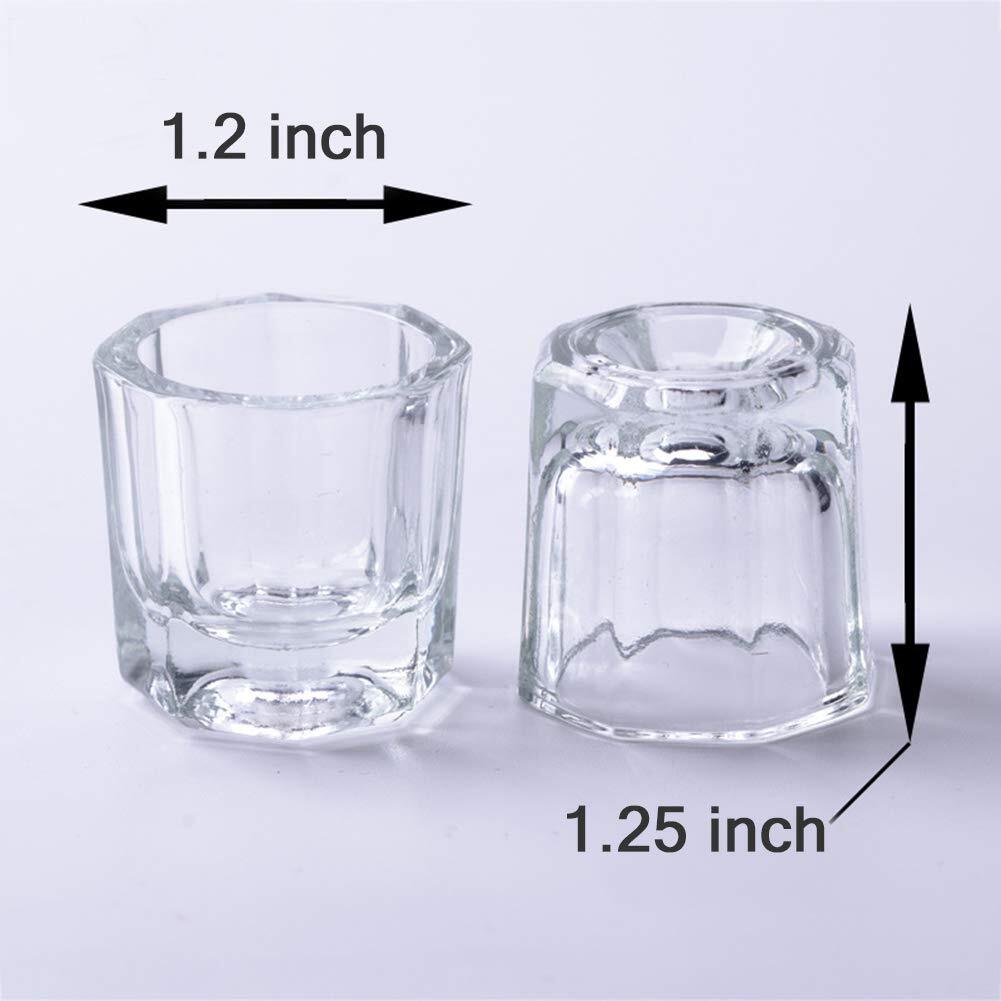 Nail Art Acrylic Liquid Powder Dappen Dish Nail Crystal Bowl Glass (2 Bottles)