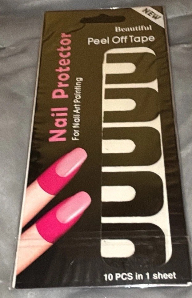 Finger Nail Protector Tape For Nail Polish Painting Peel Off Tape Black 6 Packs