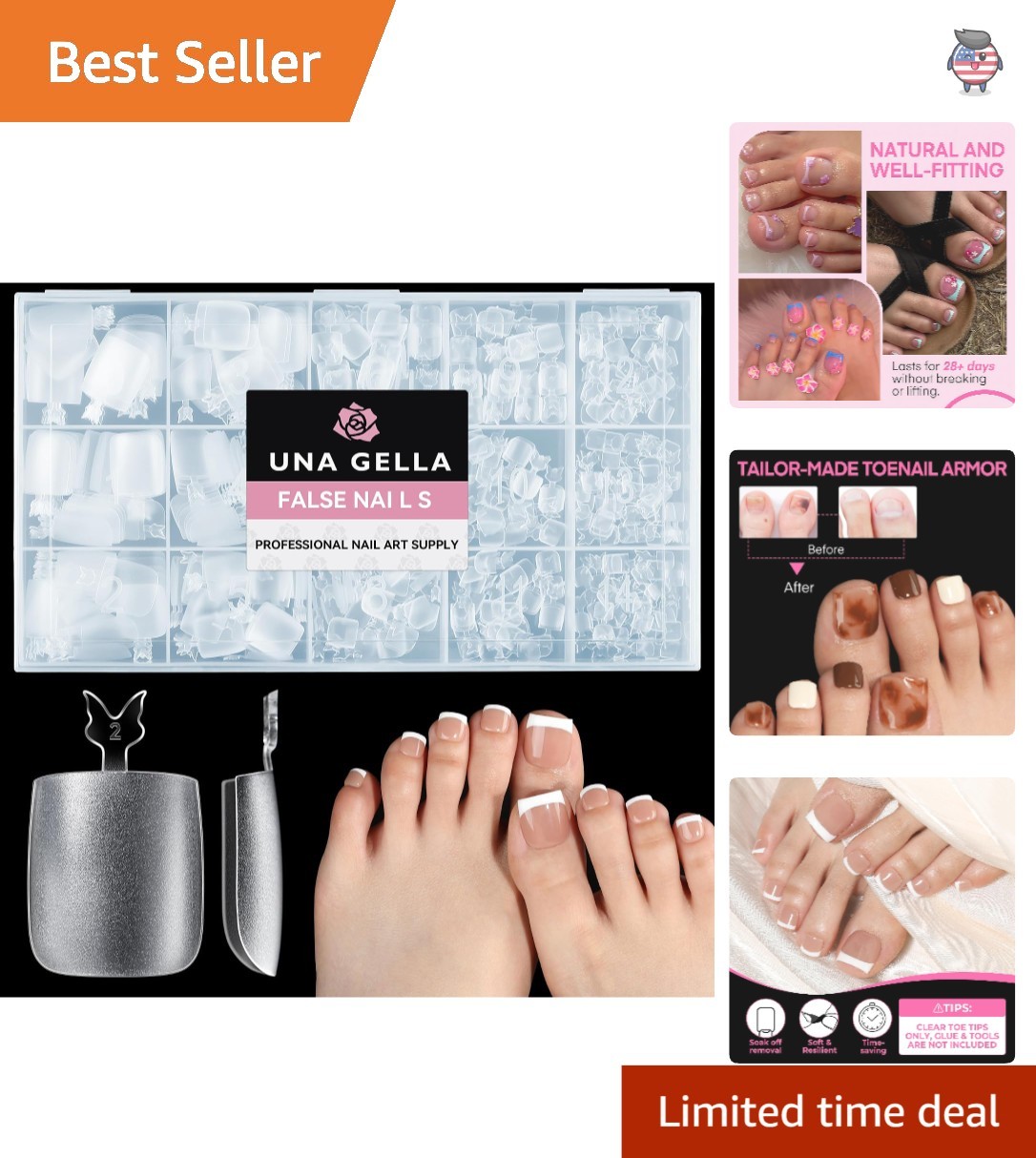 Quick Application Square Toe Nail Tips – 504 Pcs Full Coverage for Perfect Toes