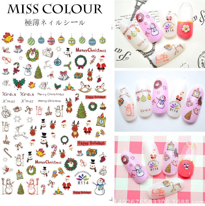 Nail Stickers Nail Art Decal Waterproof Christmas Snowflakes Santa Reindeer NS2