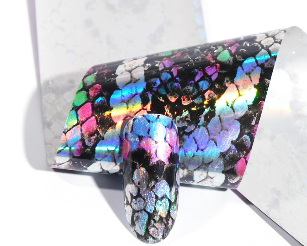 16Pcs Snake Style Nail Foil Iridescent Nail Art Transfer Sticker Decoration NS46