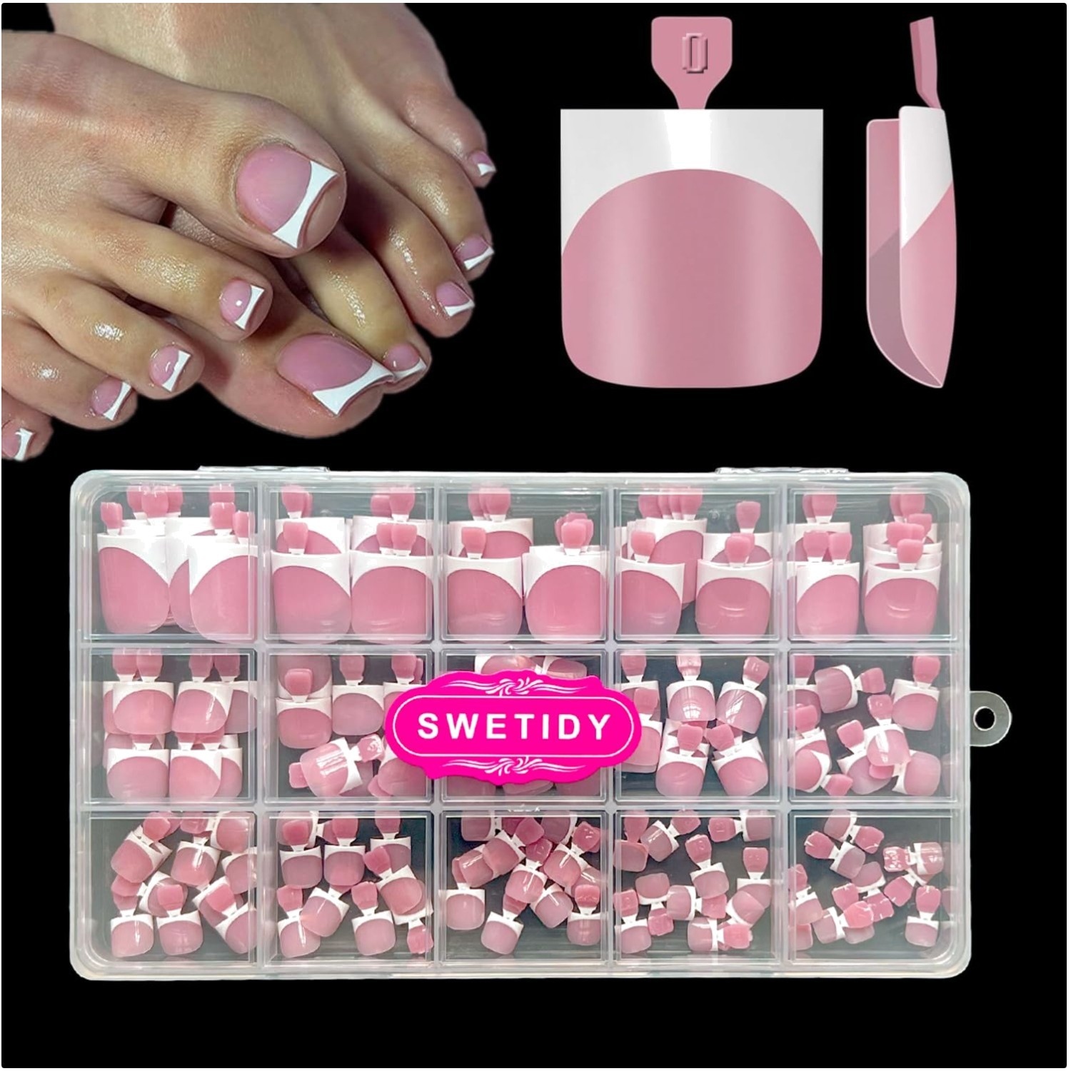 Chic DIY Berry Pink Soft Gel Press On Toenails – 21+ Days of Glamour, 150 Tips