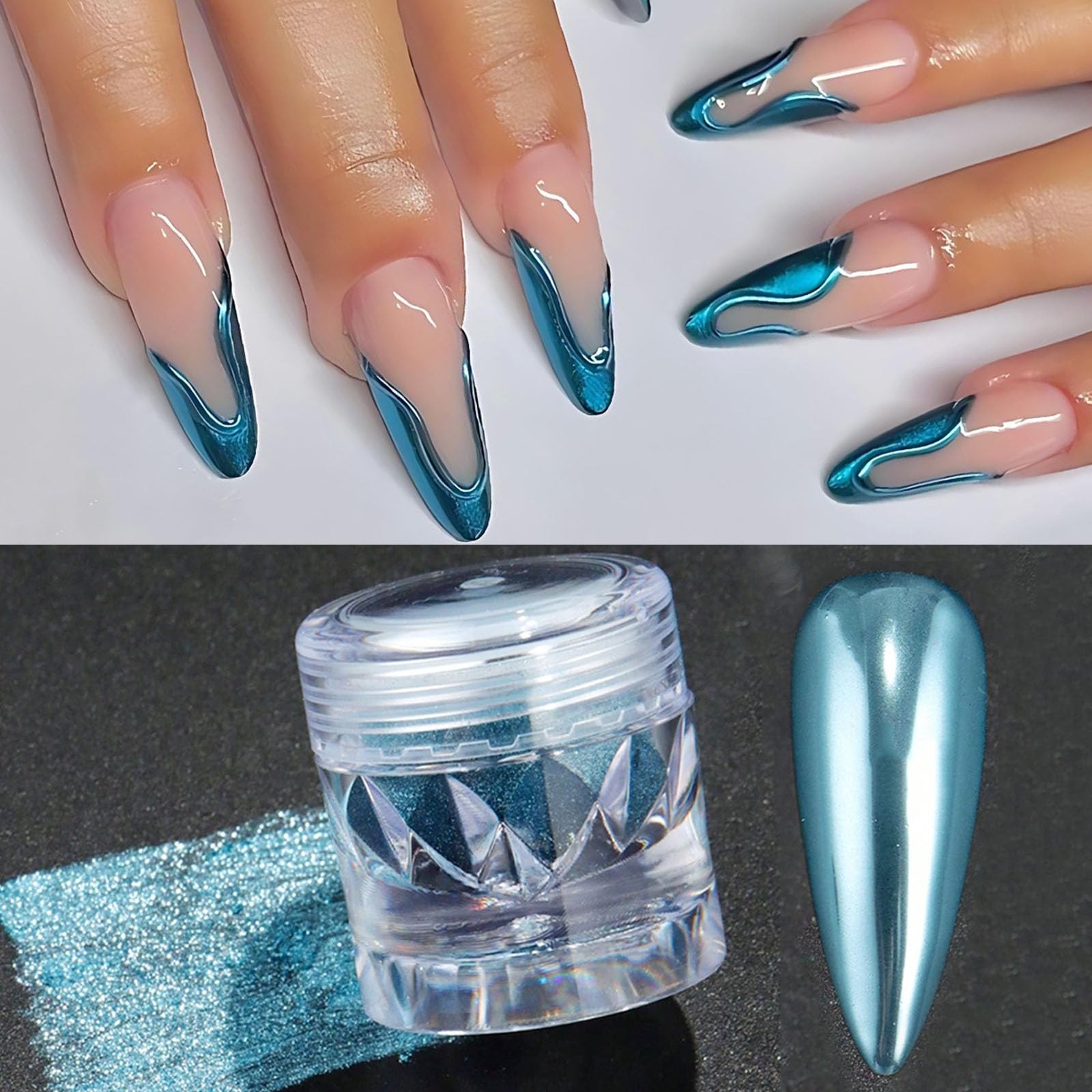Chrome Mirror Effect Nail Powder Set, 9 Colors Metallic Pearlescent Nail Glit…