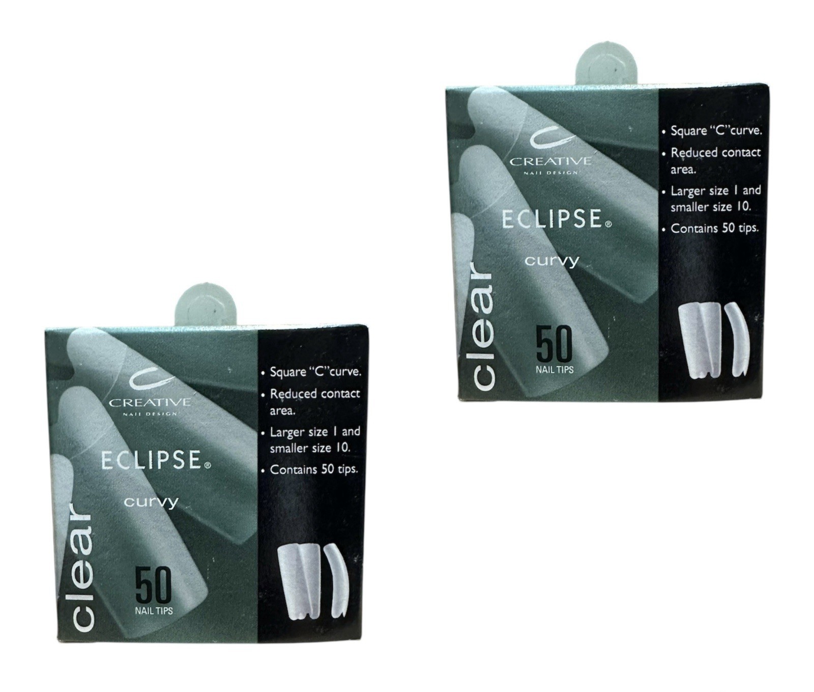 Creative CND Eclipse CURVY Tips – CLEAR – 50 Tips (Pack of 2) – Choose Your Size