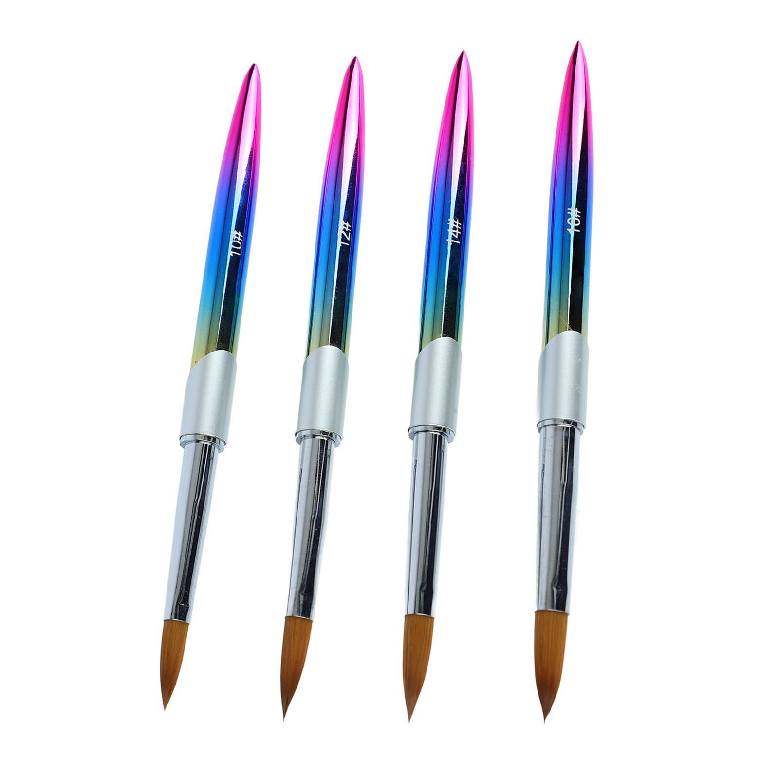 4pcs Nail Art Brush Set Aluminum Tube Ergonomic Handle Firm Flexible Soft Hair