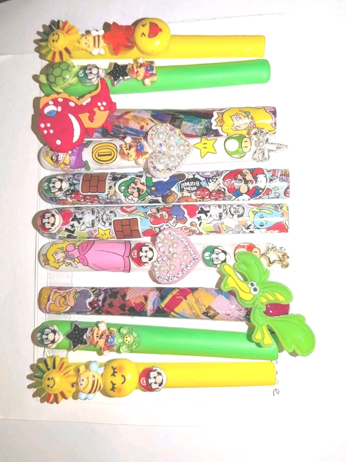 Bright Custom Super Mario Multicolor Decorative 6Xl Press On Nails Sz X-Large