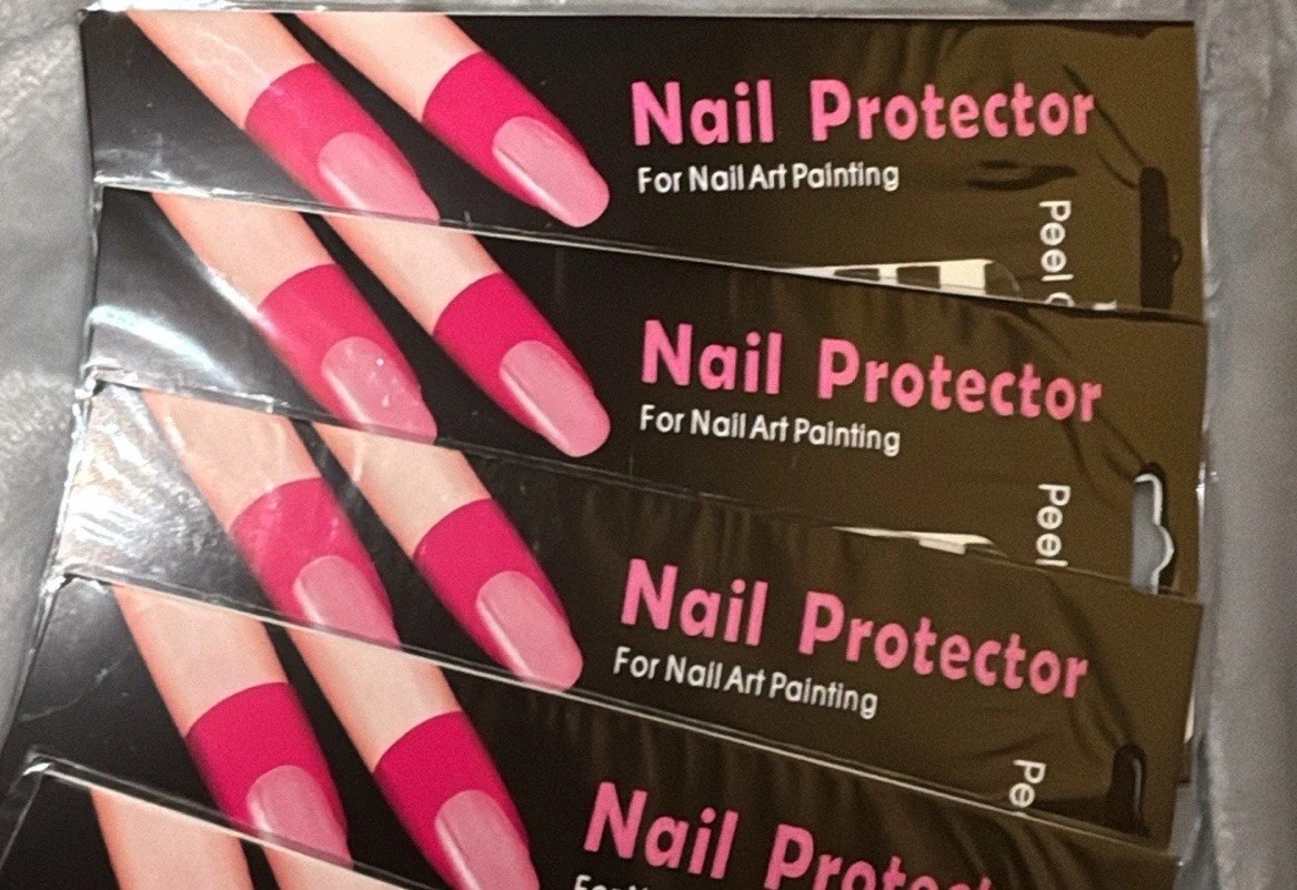 Finger Nail Protector Tape For Nail Polish Painting Peel Off Tape Black 6 Packs
