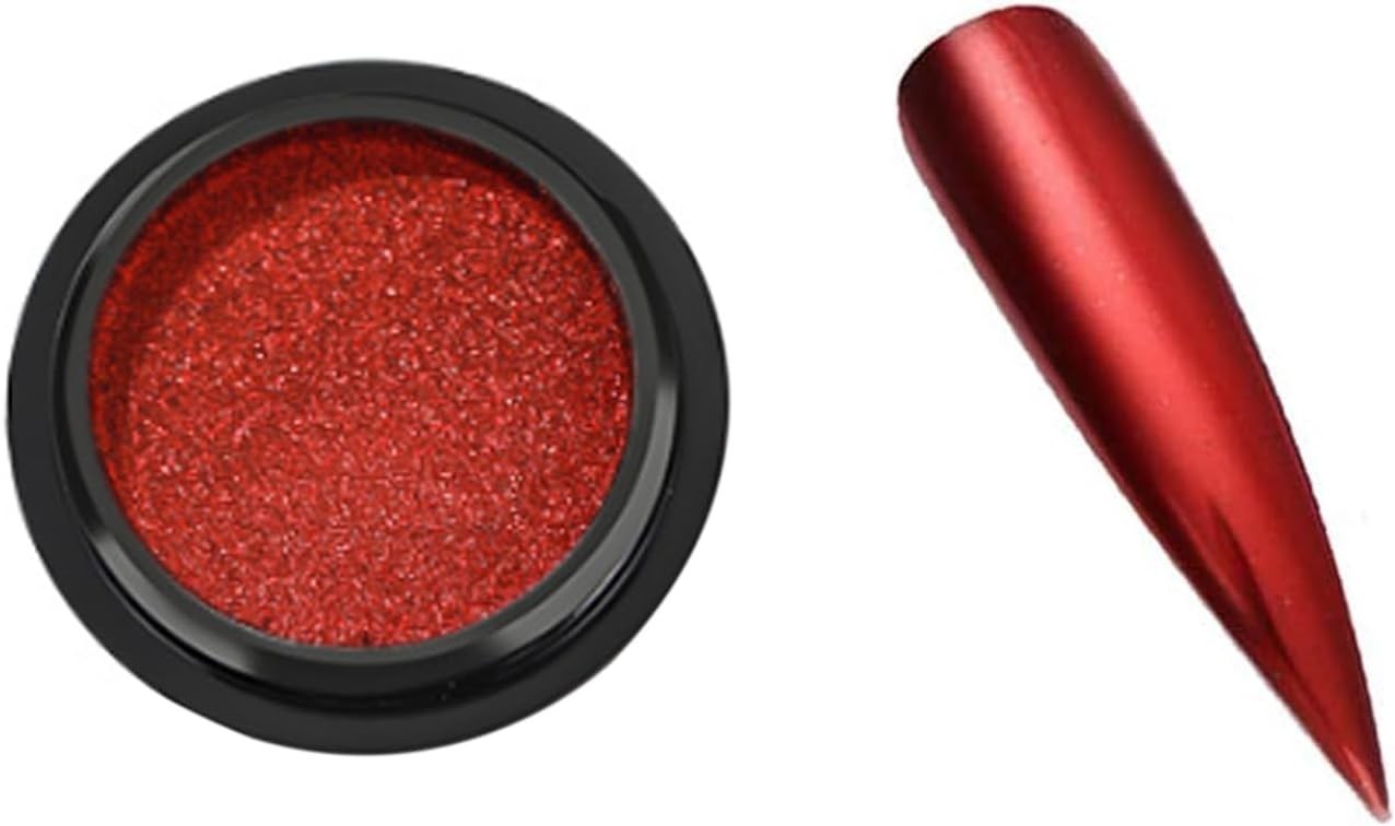 1 Box Mirror Nail Art Glitter Powder Holographic Metallic Red Chrome Nail Powder