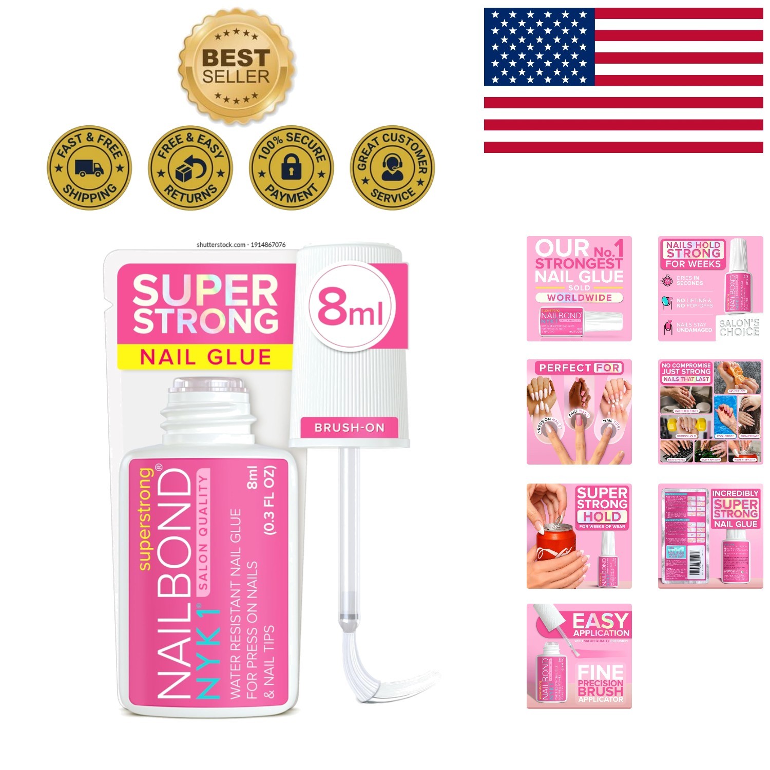 High Viscosity Nail Glue for Press On Nails – 8ml Water Resistant & Easy Apply