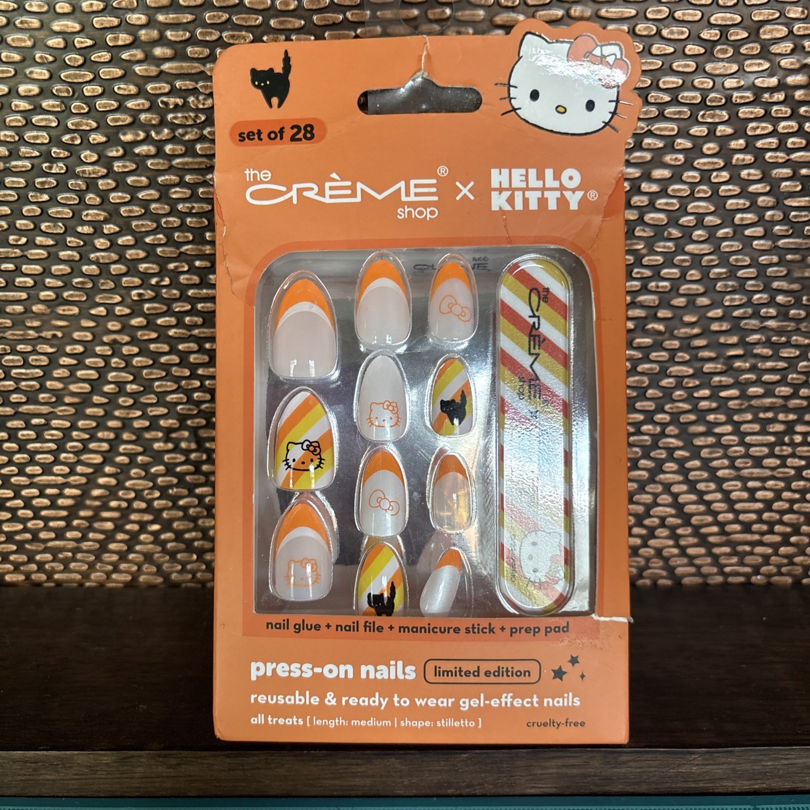 The Crème Shop Hello Kitty Press On Nails “Halloween Candy Corn”~So Cute🎃