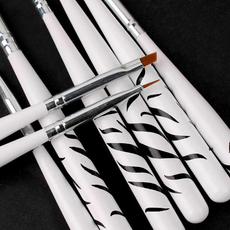 1Set/8Pcs Acrylic Nail Art Pen Tips UV Builder Gel Painting Brush Manicure Tools
