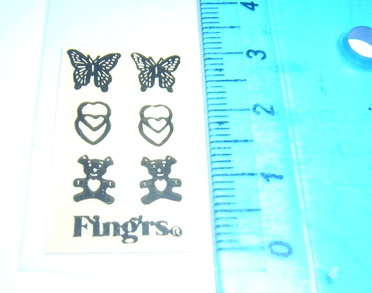 GOLD: Fingernail Art Decoration Decal 6 Sheets: Hearts, Butterfly and Teddy Bear