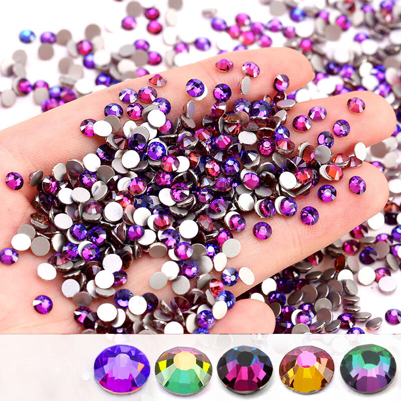1440 Flame Glass Crystal Nail Art Rhinestones Flat Back Gems 3D Nail Tips Decor
