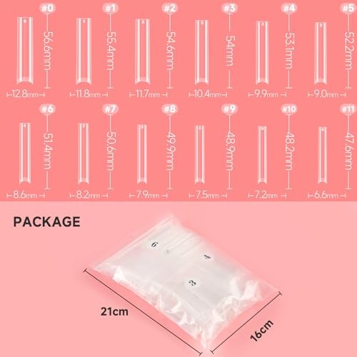 504PCS No C Curve Tapered Square Nail Tips, 3XL Extra Long Straight Square 3XL