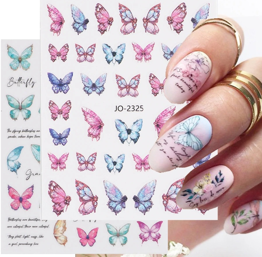 3D Nail Art Stickers Decor Colorful Butterfly Nail Decals Self-Adhesive NS49