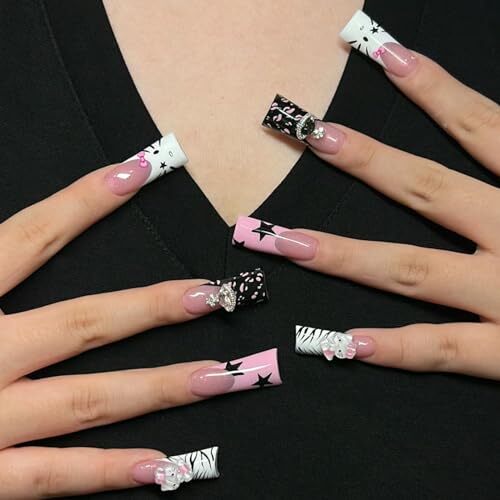 Duck Nails Tips 220Pcs XXL Duck Feet Style Nail XXL Duck Nails Half Cover, Box