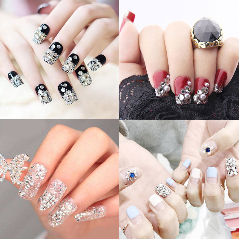 12Box/Set Crystal Rhinestone Diamond 3D NON hotfix Nail Art Decoration 120pcs