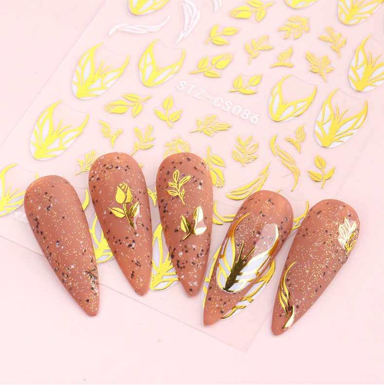 DIY Snowflake Christmas Nail Sticker French Tips Heart Lace Stripes Deer NS38