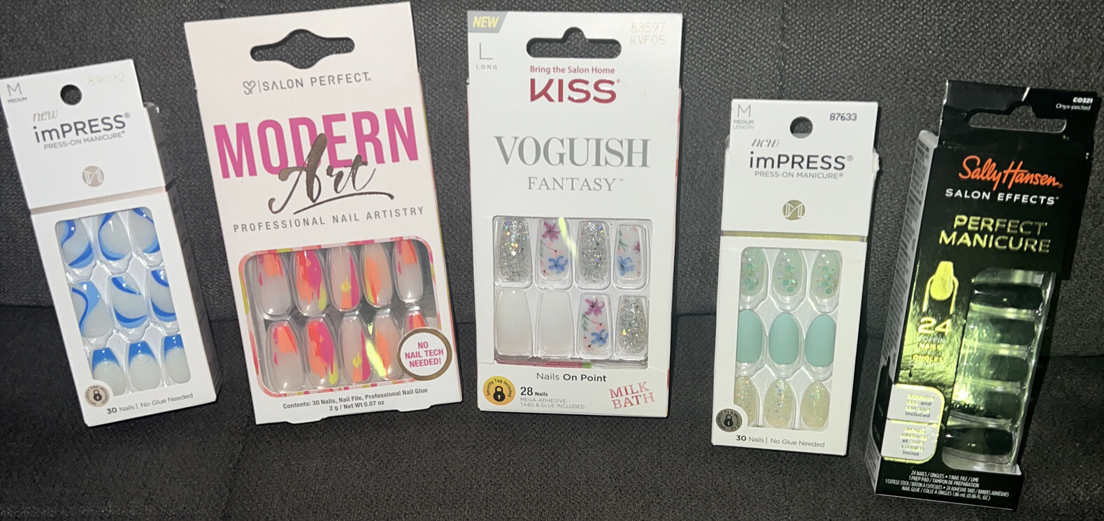 KISS SALON💅Mixed Lot 5-Pks Nail Sets:Modern Art, Voguish Fantasy,imPress & More
