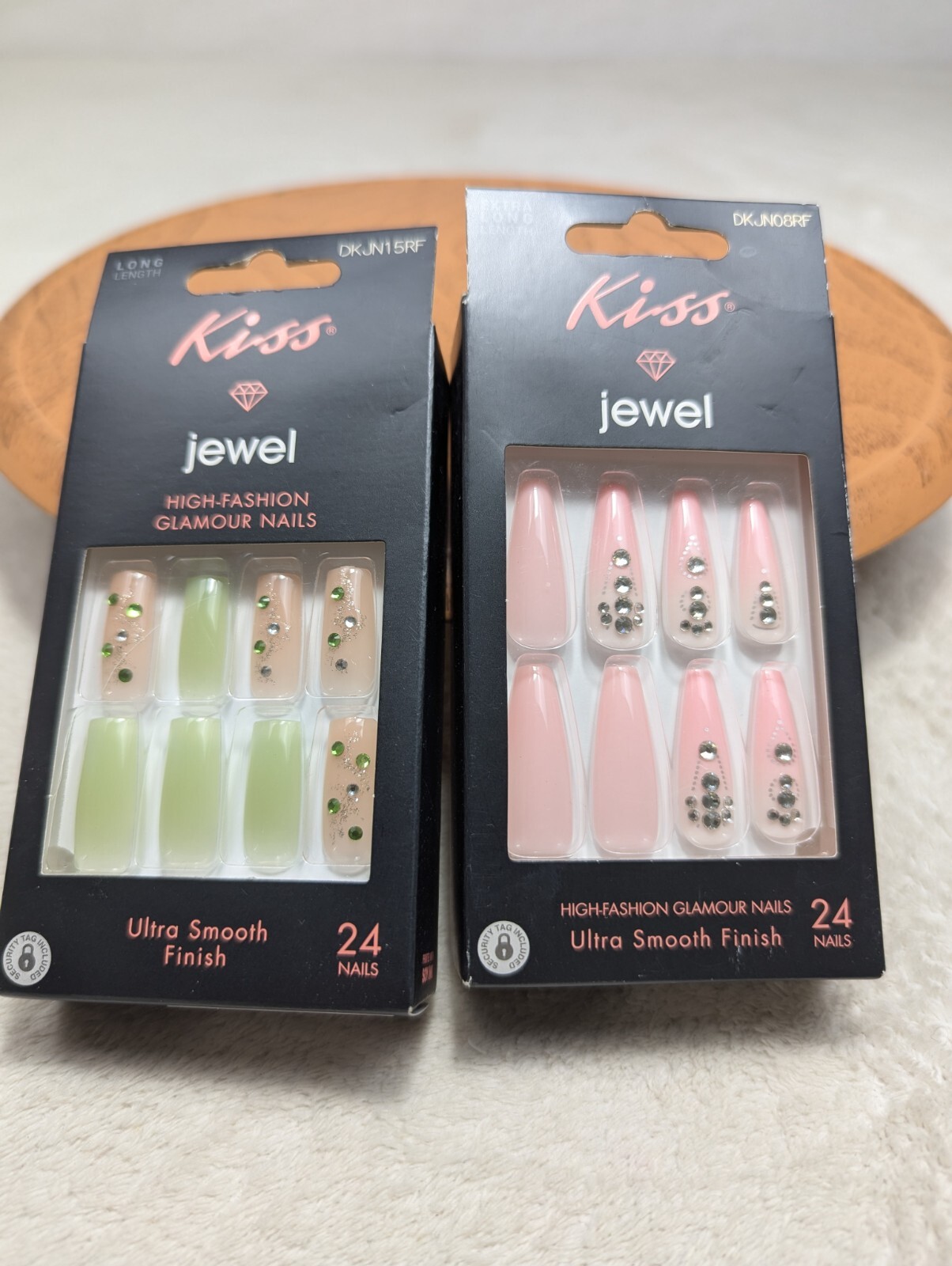 Kiss Jewel High Fashion 2 BOXES Glamor Nails Long& Extra Long Sparkly Jewels NIB