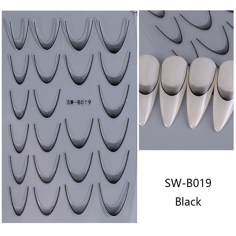 Gradient French Arc Line Stripes Nail Sticker 5 Colors Gradient French Stripes