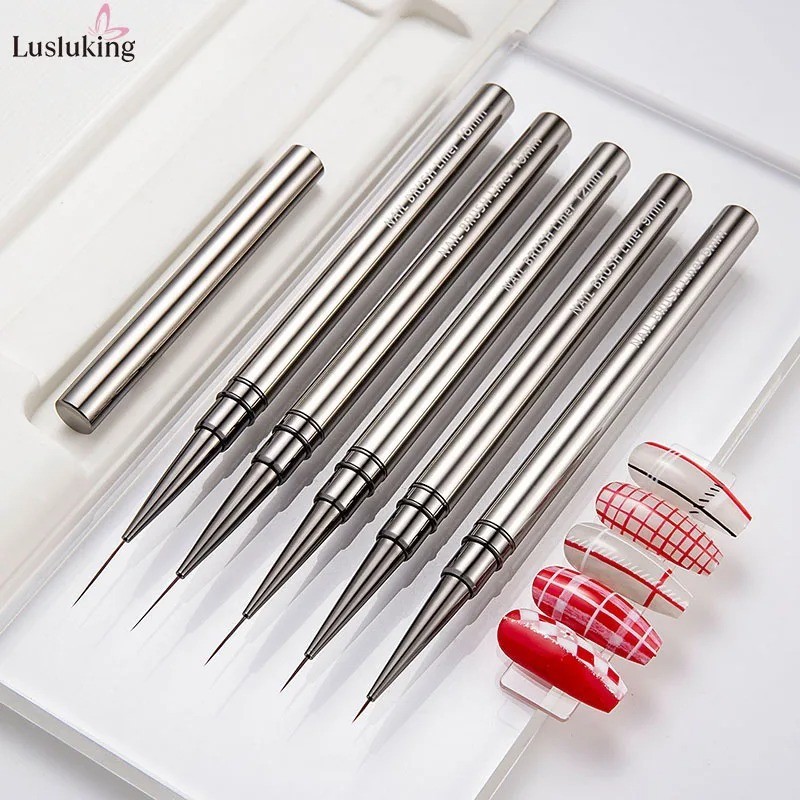 5pcs Nail Art Liners Striping Brushes Fine Line Drawing Detail Painting Blending